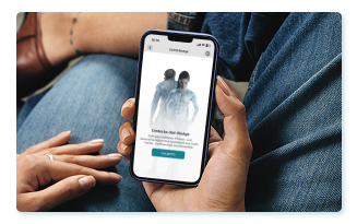 Woman checking her training via EGYM App.